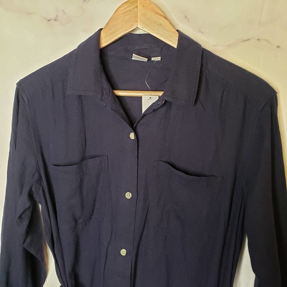 GAP blue button down long sleeve collared casual midi dress SP - Picture 5 of 11